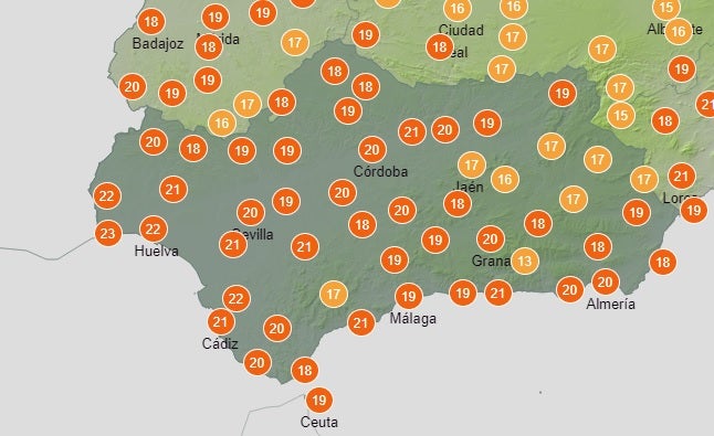 Temperaturas en Andalucía para este martes