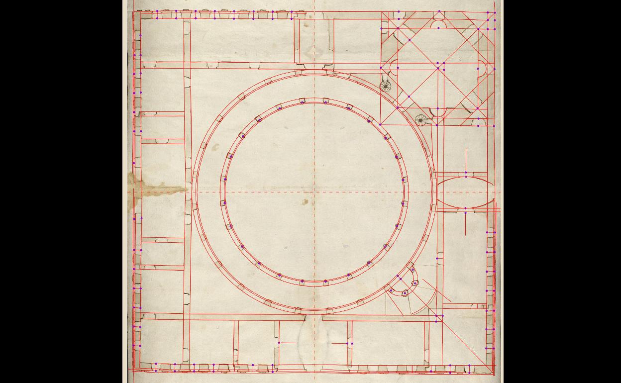 El plano estudiado por los investigadores, guardado en el Archivo Histórico Nacional. 