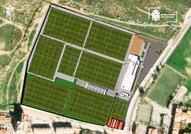 Boceto del proyecto para la segunda fase de la Ciudad Deportiva.