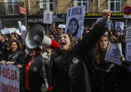 Manifestación de los Letrados de la Administración de Justicia (LAJ) de todo el país, ayer en Madrid.