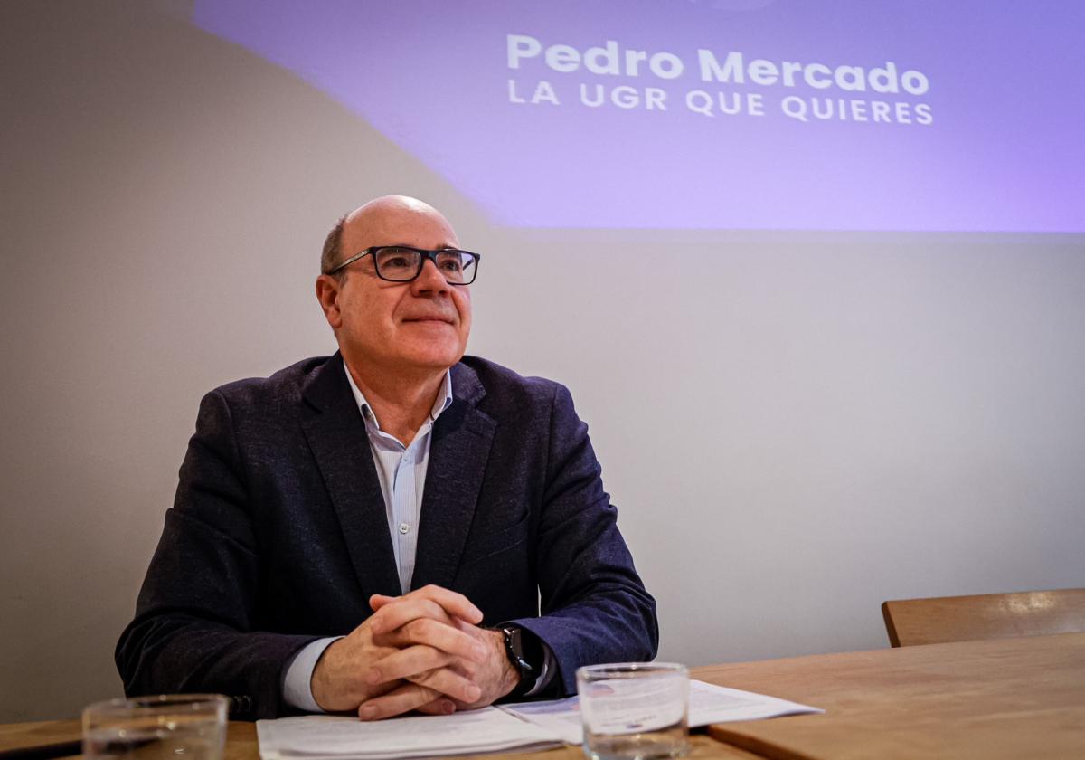 Pedro Mercado en la presentación de su candidatura a rector de la UGR.