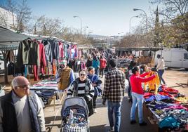 Ambiente matinal en el mercadillo del Zaidín en la Torre de la Pólvora este sábado.