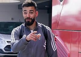 André Ferreira, al subirse al bus.