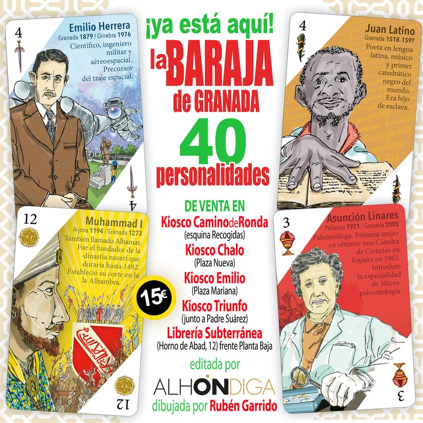Uno de los nombres propios con más solera del tebeo granadino es Rubén Garrido, que acaba de convertir a los personajes más carismáticos de Granada en una baraja de cartas.