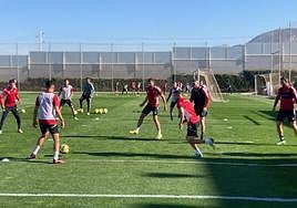 Entrenamiento del Granada de este miércoles.