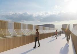 Imagen virtual de la pasarela, pasada la avenida del Mediterráneo.