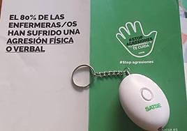 Llavero alarma repartido por Satse a los pofesionales del SAS.