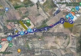 Captura de la aplicación que mostrará en tiempo real aparcamientos y autobuses disponibles.