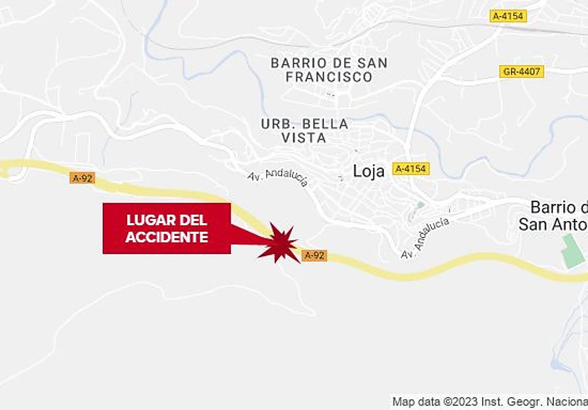 Lugar del accidente en la A-92.