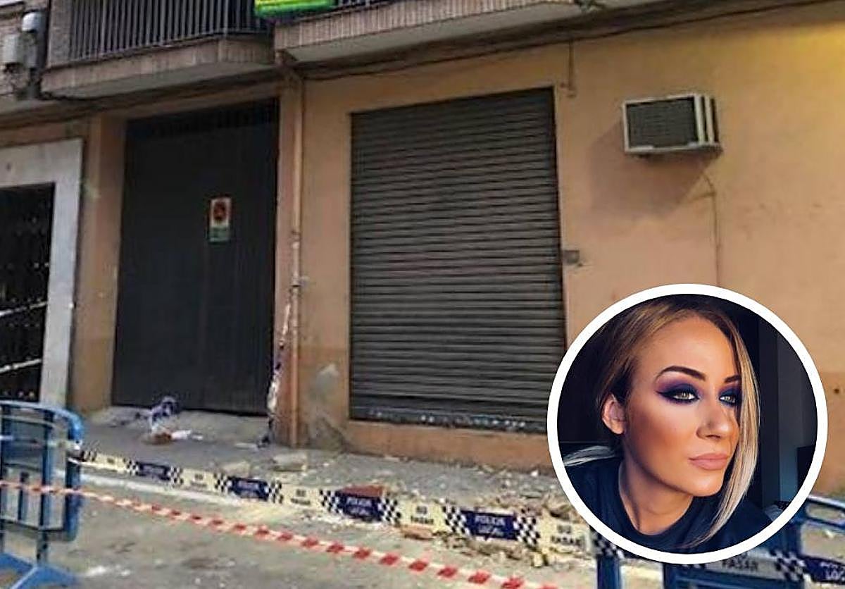 Imagen de la cornisa que cayó el pasado 11 de mayo de 2022 en Maracena. A la derecha, Paola, la joven que falleció cuando le cayó encima.
