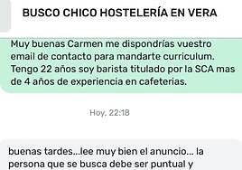 Parte del anuncio de trabajo.