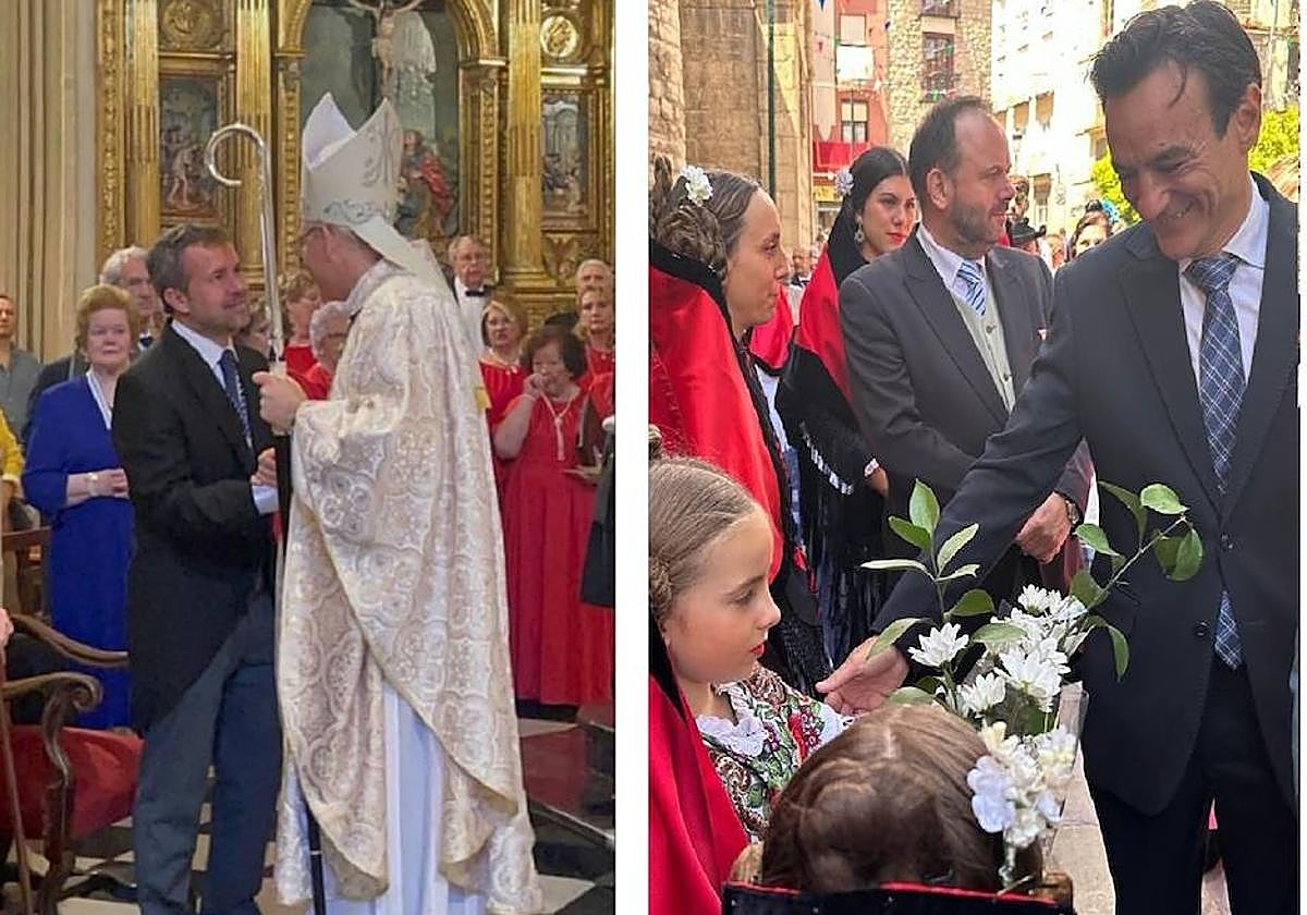 Los alcaldables de PSOE y PP, en los actos de la Virgen de la Capilla.