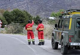 Efectivos de la UME en las labores de extinción del incendio de la Sierra de Gádor de 2014.