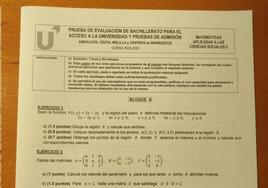 Examen de Matemáticas II de la Selectividad en Andalucía este curso,