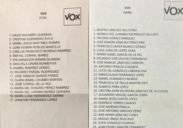 Papaletas de Vox de Albolote y Granada.