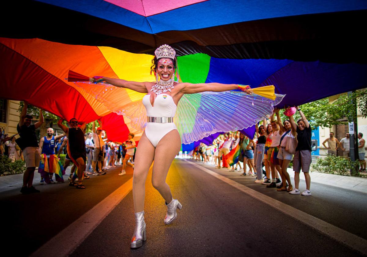 La bandera del movimiento LGBTIAQ+ permite reivindicar todas las diversidades y sirve de elemento lúdico durante la celebración.