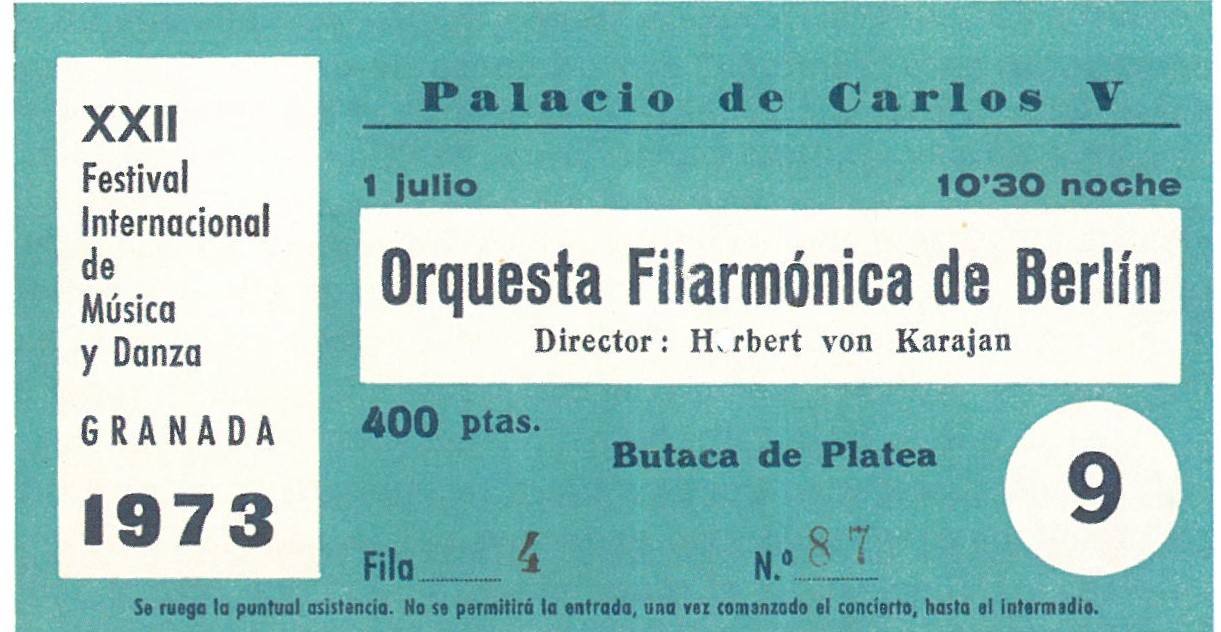 400 pesetas costaba la entrada para el concierto de Karajan