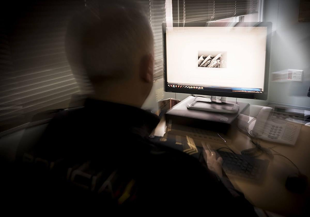 Un agente especializado en ciberdelitos indaga en la red.