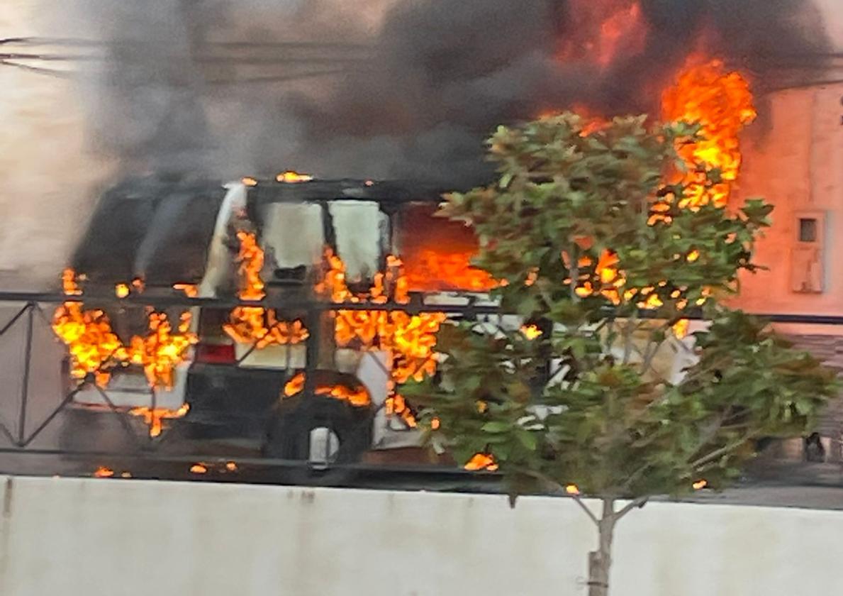 La furgoneta en el momento del siniestro.