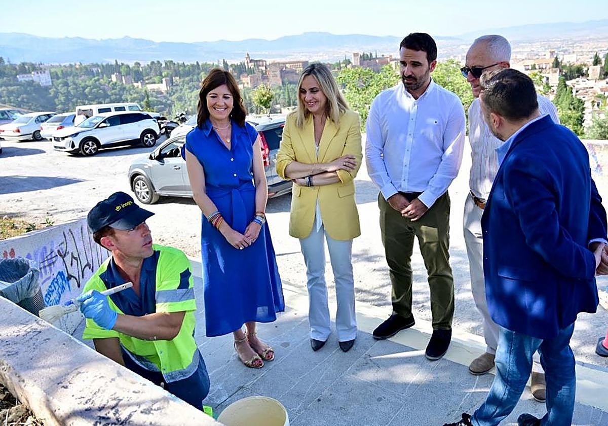 Marifrán Carazo se ha desplazado hasta el Mirador de San Miguel para supervisar la labores de la Brigada Antipintadas.