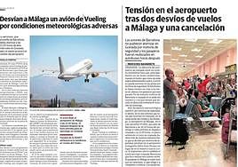 Noticias sobre desvíos de vuelos en 2022 y 2019.