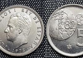 Un error en esta moneda de 5 pesetas del Mundial 82 en España dispara su valor.