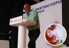 Flores, en un acto del PP, partido al que dejó de pertenecer tras difundirse el vídeo en el que, supuestamente, se le ve consumiendo droga (en la imagen de abajo).