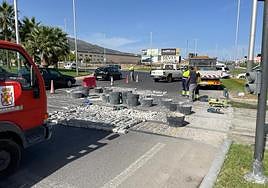Obras en la rotonda del Colegio de Enfermería.