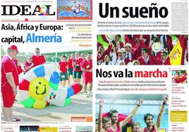 Detalles de diferentes portadas de IDEAL ALMERÍA obre los Juegos Mediterráneos de 2005.