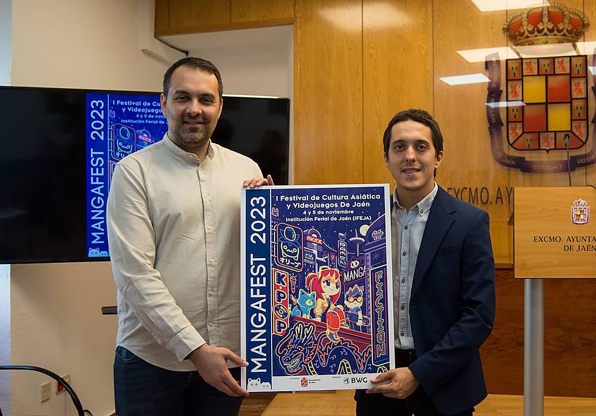 David Herrera y Luis García Millán, en la presentación de Mangafest Jaén.