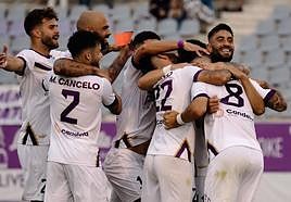 Celebración de los jugadores durante el partido.