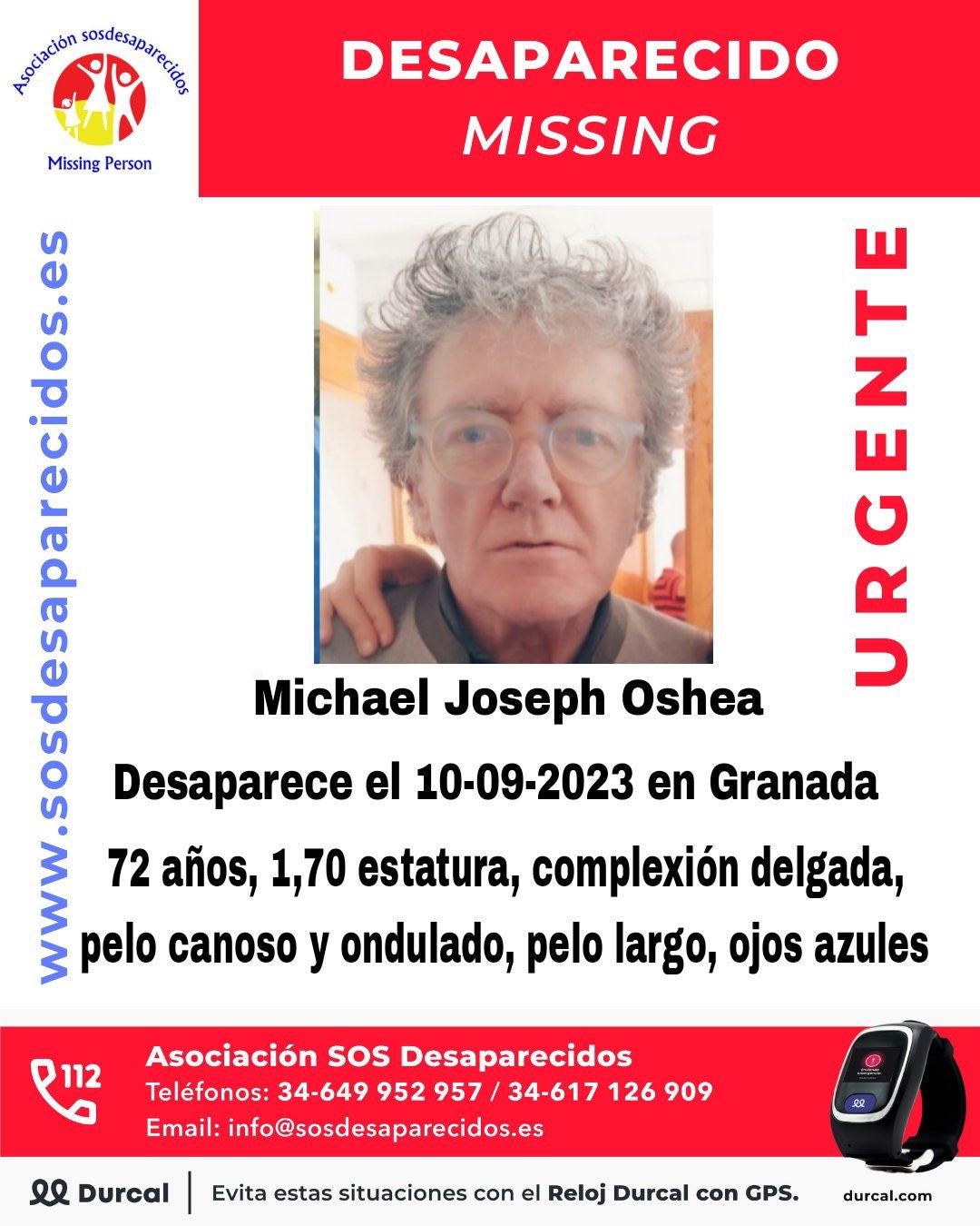 Hombre desaparecido en Granada.