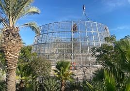 Inicio del montaje del árbol luminoso navideño del Nevada.