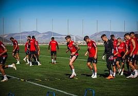La plantilla, en el entrenamiento del sábado.