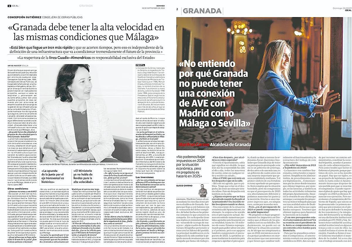 El mismo titular, un mes de septiembre, 21 años después. Una consejera del PSOE y una alcaldesa del PP.