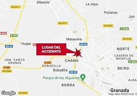 Lugar del accidente en la Circunvalación de Granada.