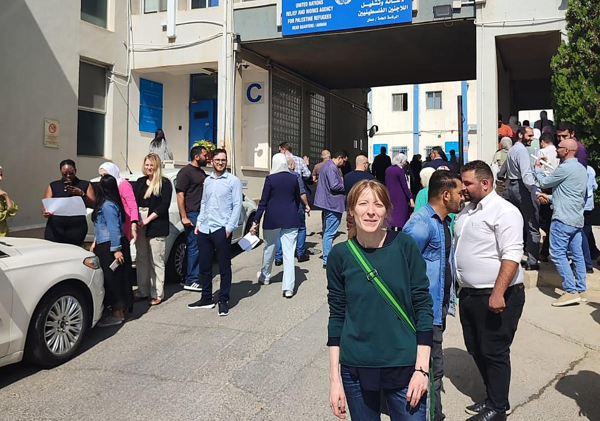Lucía López, en la frontera de Jordania a su salida de Israel