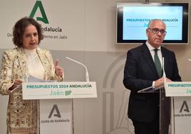 La consejera de Salud y el delegado del Gobierno andaluz en Jaén, presentado las cuentas.