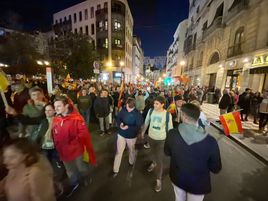 Los participantes en la movilización, en Puerta Real.