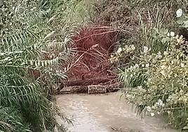 Cauce con restos de ramas y maleza, cerca del Puente Jontoya, el pasado 26 de octubre.