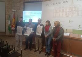 Los autores del estudio, José Antonio Gómez-Limón, Jaime Martín y Manuel Arriaza, junto a Paqui Medina y Adela Tarifa.