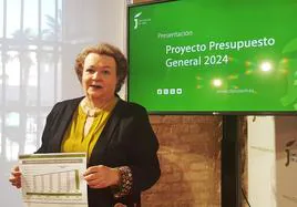 La vicepresidenta Pilar Parra durante la presentación de los presupuestos de 2024.