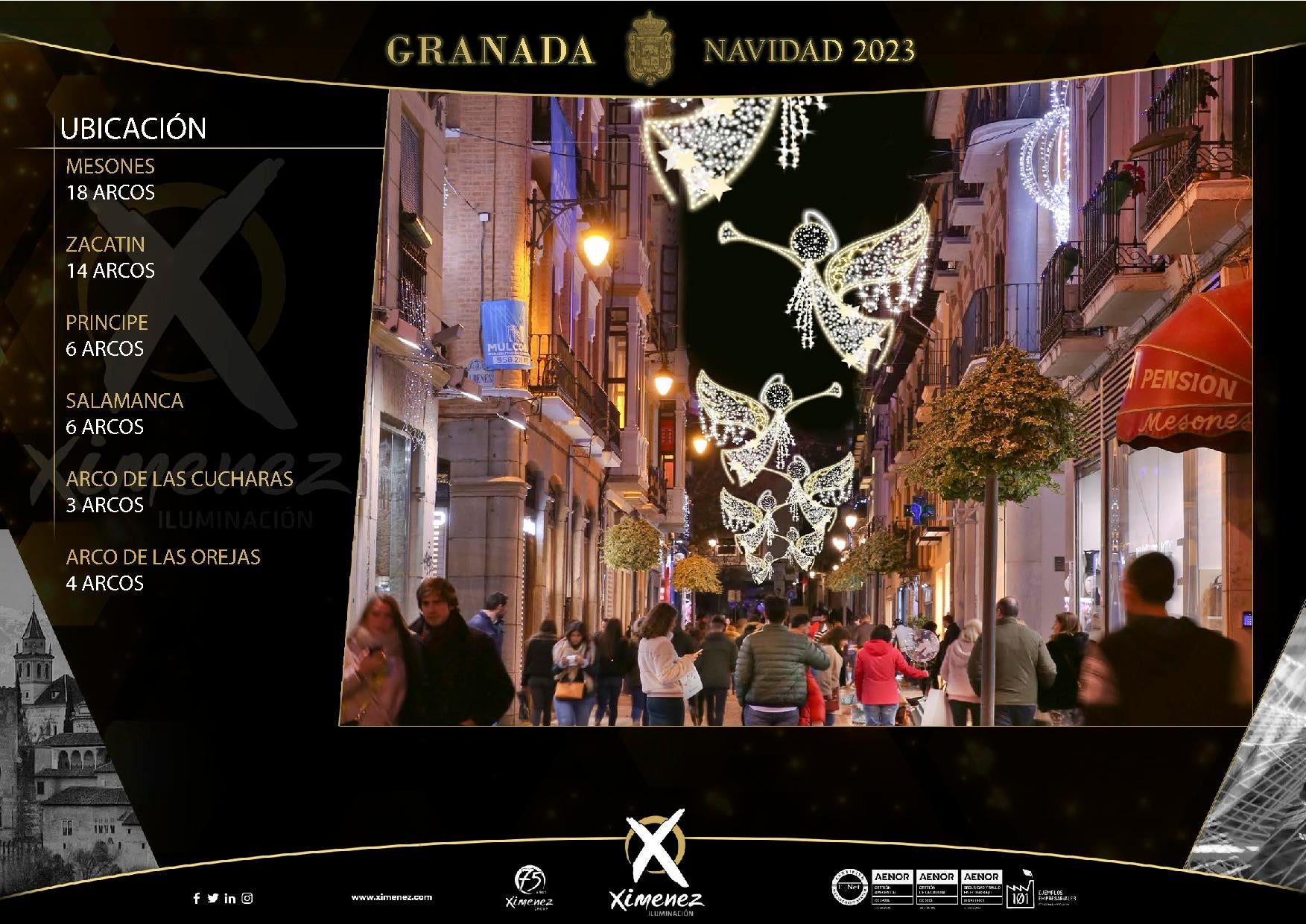 Así van a quedar las luces de Navidad de Granada, calle a calle