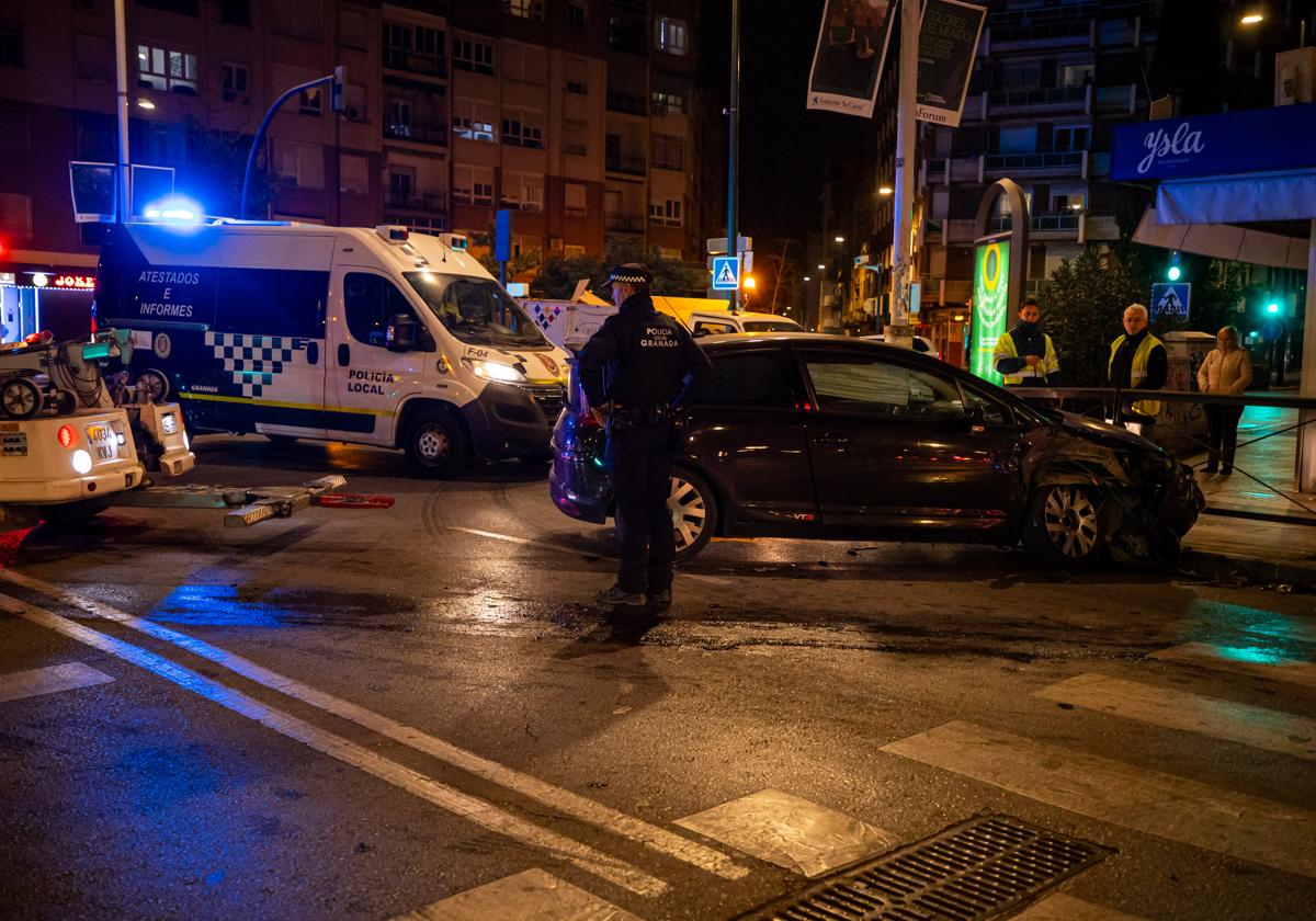 Presencia policial en el lugar del accidente