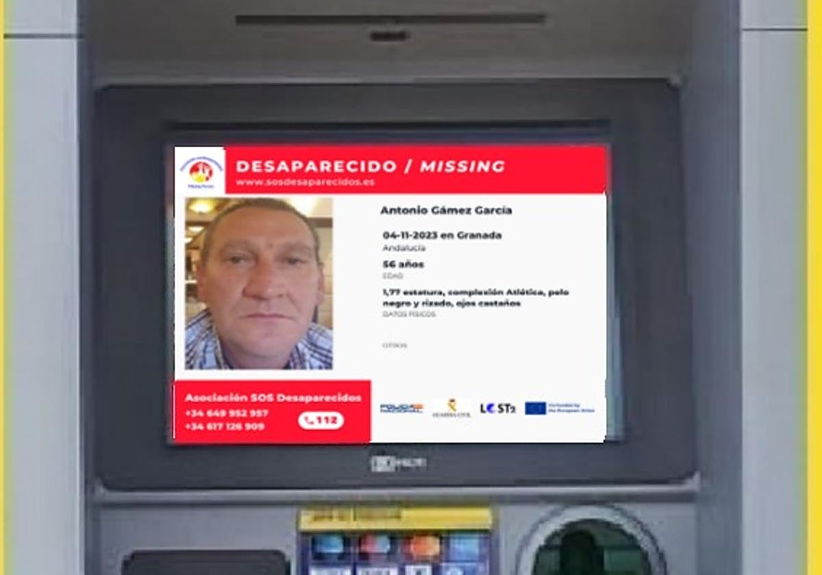 Imagen del desaparecido en Granada en un cajero