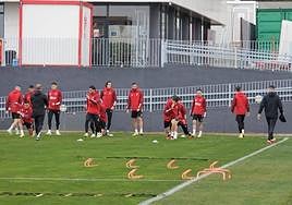 Último entrenamiento del equipo, este viernes, antes de viajar a Madrid.