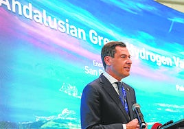 El presidente de la Junta de Andalucía, Juanma Moreno, ayer en la cumbre mundial por el clima que se celebra en Dubái.