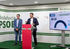 Mateo Hernández y José Luis Sánchez Teruel, en la sede del PSOE de Almería.