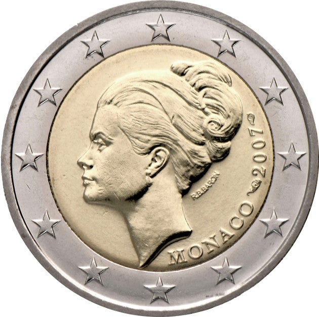 Moneda de dos euros en homenaje a Grace Kelly.