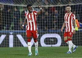 Ramazani celebra el gol en Getafe.